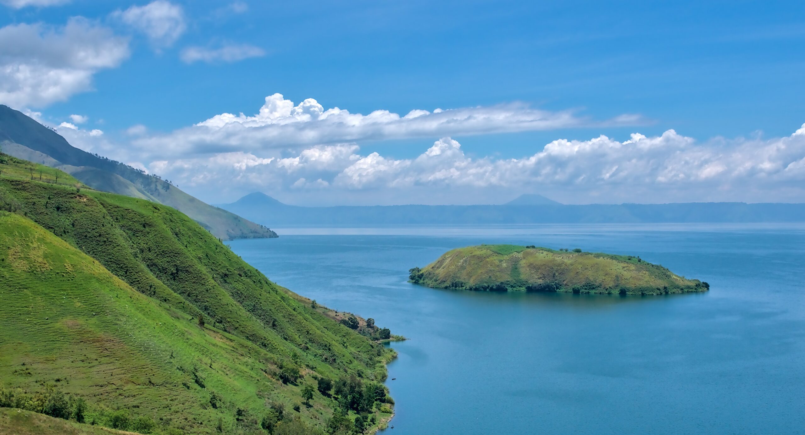 Lake Toba from above — largest volcanic lake in the world